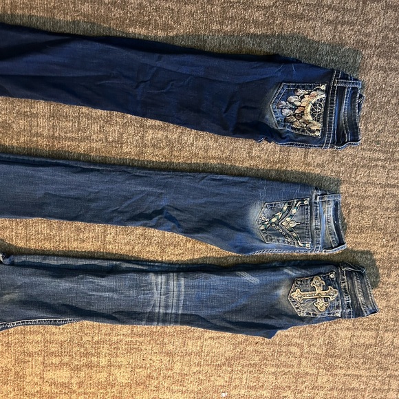 Miss Me Dark Blue Boot Cut Jeans with Embroidery - Picture 5 of 6